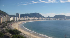 Rio’s classic tourist draw: Copacabana Beach.