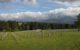 View of Slovakia's Tatras Mountains, with a German World War II cemetery in the foreground.