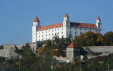 The Bratislava Castle in Bratislava, Slovakia's capital, seen from the Danube River.