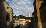 View of the Bratislava Castle from inside the city's historic Old Town.