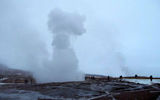 The geyser known as Strokkur shoots geothermal water 45 to 90 feet high every 4 to 8 minutes.