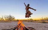 The Kalahari San showcase traditional dances around the campfire at Wilderness’ Kalahari Plains Camp. Photo by Dana Allen/Wilderness Safaris
