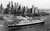 The Queen Mary arrives in New York on its maiden voyage from Southampton, England.