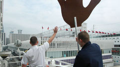Travel Weekly's editor in chief, Arnie Weissmann, sailed on the Azamara Quest from Hong Kong to Osaka, Japan, and reported back on the experience, with a focus on the Quest's ports of call. Above, Azamara Quest Captain Carl Smith waves to well-wishers just before the Quest departed Hong Kong. Photos by Arnie Weissmann
