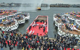 Viking River Cruises simultaneously christened 10 ships -- the Aegir, Atla, Bragi, Embla, Forseti, Jarl, Rinda, Skadi, Tor and Var -- in dual ceremonies in the port of Amsterdam (above) and the shipyards of Rostock, Germany, in February.