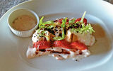 Seafood, served in a variety of ways, is a specialty in several of Nizuc Resort & Spa's restaurants. Here, lobster salad with strawberries was the main course at lunch.