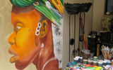 An artist's studio in Tlaquepaque (Ta-lack-ee-pack-ee), the artisan section of Guadalajara.