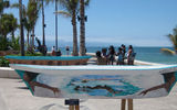 Painted wooden fishing boats, known as pangas, lined the Malecon in Puerto Vallarta.