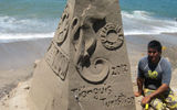 A sand sculpture on view for Tianguis Turistico delegates along the Malecon in Puerto Vallarta.