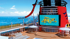 The Disney Magic is receiving a September refurbishment that will be the biggest in the ship's history and will give the Magic, as Disney Imagineering executive Joe Lanzisero put it, "something for everybody out there." One of the most dramatic changes will be the addition  of the "AquaDunk" slide, where riders loop out over the ocean in an enclosed tube.