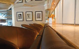 A view of the hand-stitched leather double bar rails in the Compass Rose.