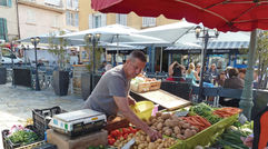 The chefs aboard the Star Pride, the newest Windstar Cruises ship, organized a morning market expedition to shop for ingredients for that evening's dinner on the ship. We visited a weekly produce market in Sanary-Sur-Mer, a small town in the Provence region of France. The chefs were looking in particular for fresh fish and for cheese to make an au gratin dish. About 40 guests came along to watch the chefs in action and browse the harbor-front market, which takes place every Wednesday. TW photos by Tom Stieghorst; posted June 5, 2014