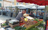 The chefs aboard the Star Pride, the newest Windstar Cruises ship, organized a morning market expedition to shop for ingredients for that evening's dinner on the ship. We visited a weekly produce market in Sanary-Sur-Mer, a small town in the Provence region of France. The chefs were looking in particular for fresh fish and for cheese to make an au gratin dish. About 40 guests came along to watch the chefs in action and browse the harbor-front market, which takes place every Wednesday. TW photos by Tom Stieghorst; posted June 5, 2014