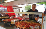 This paella is made mostly with shrimp.