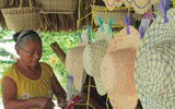 A day trip from the resort to other parts of Cocle province included a stop at Artesanias Elaguila, where Panamanian straw hats -- not to be confused with Panama hats, which actually originated in Ecuador -- and other souvenirs are made and sold. Pictured, a woman weaves colored and plain straw for a hat.