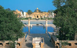 The main swimming pool at the Oberoi Rajvilas, Jaipur.