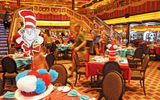 The breakfast, which costs $5 plus gratuities, is held in Carnival Freedom's Chic Restaurant on the last sea day of the cruise. Guests who don’t like eggs of any color can order a stack of pancakes shaped like the cat's floppy tall hat, among other items.