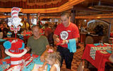 Waiters for the Green Eggs & Ham breakfast sport T-shirts modeled on Thing 1 and Thing 2, the Cat in the Hat's assistants.
