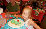 A guest at the Seuss character breakfast on Carnival Freedom.