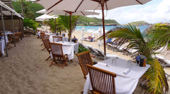 Travelers face a dilemma when planning a visit to St. Bart's, arguably the most exclusive and upscale island in the Caribbean: whether to rent a villa or stay in a hotel. No matter the choice, in St. Bart's, the accommodations are certain to be unique. Pictured here, the beachfront restaurant at St. Bart's Isle de France hotel. Photos by Johanna Jainchill; posted Oct. 30, 2013