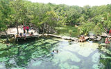 Aerial shot of natural water park, Cenote Azul, located in Riviera Maya, about an hour's drive from the JW Marriott Cancun. Cenotes are groundwater holes fed by the Yucatan's underground rivers and were sacred to Mayans.