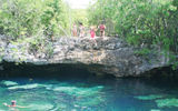 Cliff jumping at Cenote Azul.