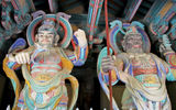 Guardians at Bulguksa Temple in Gyeongju, South Korea. Artist-created guardians are sometimes paintings, sometimes very colorful statues.
