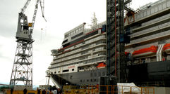 The Queen Elizabeth under construction at Fincantieri’s Monfalcone shipyard in Trieste, Italy.