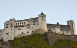 View of the Hohensalzburg Fortress from the bottom of the funicular railway.