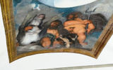 A detail from a painting by Caravaggio on the plaster ceiling of one of the villa's rooms. The artist was in his early 20s when he painted it.