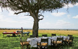 Breakfast in the bush, a typical treat offered by luxury safari camps. Sanctuary Olonana prepared this one.