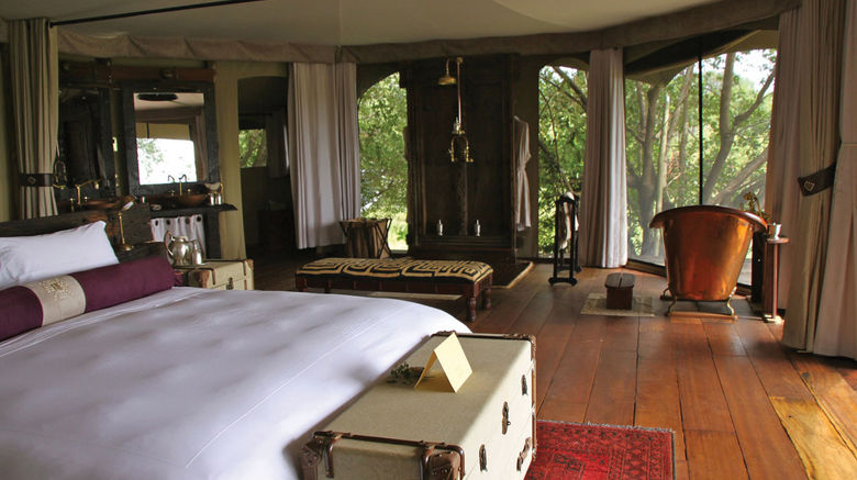 Travel Weekly contributor Nadine Godwin recently participated in a press tour, hosted by the Kenya Tourism Board, with support from local tour operators, hoteliers and other suppliers. The itinerary focused heavily on game areas south of Nairobi. The following photos show samples of fine accommodations and services in Kenya, as well as some typical sightings for the region. Pictured here, a spacious Mara Plains guest tent with a claw-footed bathtub at the far end. Photos by Nadine Godwin