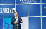 Royal Caribbean Cruises Ltd. Chairman and CEO Richard Fain delivers a keynote speech. Photo by Ed McDonald