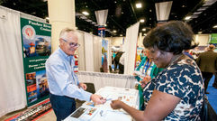 Travel Weekly's CruiseWorld kicked off Wednesday in Fort Lauderdale, offering agents educational opportunities, training sessions, executive panels and keynotes from cruise line CEOs. Pictured here, the trade show floor. Photo by Ed McDonald