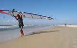 Getting ready to hit the water for wind surfing in Tel Aviv.