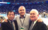 The Hangzhou Tourism Commission was a participating partner in the 2014 BNP Paribas Showdown on March 3 at New York’s Madison Square Garden. From left, Yaping Xue, China National Tourist Office director; Paul Cohen, vice president, Optriant, a division of the Preferred Hospitality Group; and Joe Byrne, former head of Tourism Ireland, North America.
