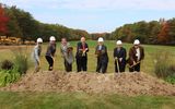 Officials from Kalahari Resorts and Conventions, along with Pennsylvania Gov. Tom Corbett, fifth from left, break ground on the company's newest property site in northeast Pennsylvania’s Pocono Mountains, scheduled to open in 2015. From left, Mary Bonte-Spath, Shari Nelson, Todd Nelson, State Rep. Mario Scavello, Corbett, Morris Baily and Steve Pine.