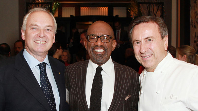 Relais & Chateaux welcomed its newest members at an annual luncheon held at Daniel restaurant in New York. The newly elected International President Philippe Gombert was introduced at the event, as were 2014 Relais & Chateaux Grands Chefs Jason Franey (Canlis) and Justin Cogley, (L’Auberge Carmel). Pictured from left are Gombert, “Today” show co-host Al Roker and chef Daniel Boulud.
