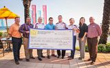 The Hilton Sandestin Beach Golf Resort & Spa in Destin, Fla. donated $4,352 to local Emerald Coast Wounded Warriors (ECWW) in July. From left, Richard Ross, the Sandestin’s vice president of marketing and sales; Gary Brielmayer, the resort’s general manager; Rob Vickers, ECWW co-founder; Aaron Hale, ECWW member; Ken Gestring , ECWW co-founder; Mike Petrucci, ECWW board of directors;  Megan Harrison, Sandestin marketing manager; and Jackson Cherry, Sandestin’s director of operations.