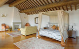 A bedroom at the Sanctuary Il Fagiano in Umbria, Italy.
