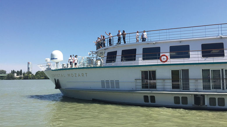 The Crystal Mozart, the first river cruise ship in the Crystal fleet, made its debut this month. Over the last seven months the former Peter Deilmann vessel was stripped down to the steel and rebuilt. Here it  arrives in Vienna for the first time.