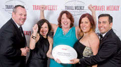 Winners in each of 67 categories, spanning the airline, car, hospitality, rail, GDS, agent education, tour, cruise, destination and theme park sectors, were presented their awards at a gala dinner and ceremony on Dec. 16 at the Plaza Hotel in New York. Pictured here, Viking's Rob Huffman, Cindy Zalesky and Michele Saegesser, Cruise Planners' Vicky Garcia and Viking's Erik De La Cruz.