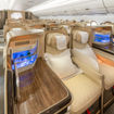 Business class service aboard Emirates' new A350 aircraft