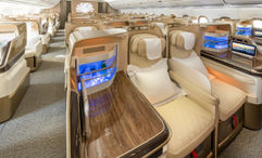 Business class service aboard Emirates' new A350 aircraft