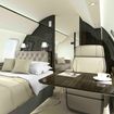 The staged interior of the Bombardier 8000, the company's newest private jet.