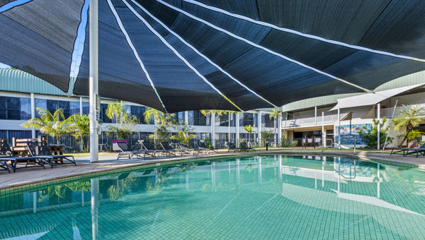 The swimming pool at "The Croc" Hotel