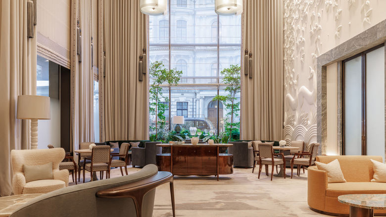 The lobby of the Four Seasons Hotel London at Park Lane.