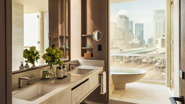 The hotel, close to Tokyo Station, is meant to provide a tranquil retreat from the busy city. The hotel, close to Tokyo Station, is meant to provide a tranquil retreat from the busy city.
