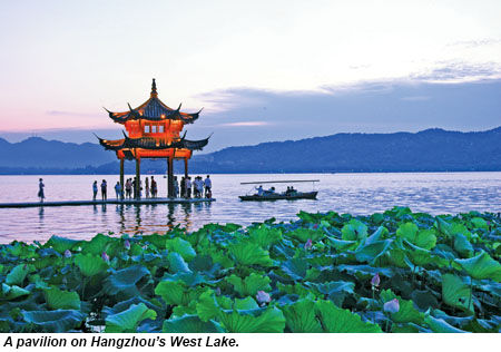 A pavilion on Hangzhou's West Lake.