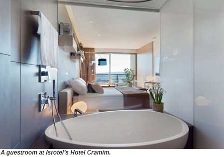 A guestroom at the Isrotel Hotel Cramim.